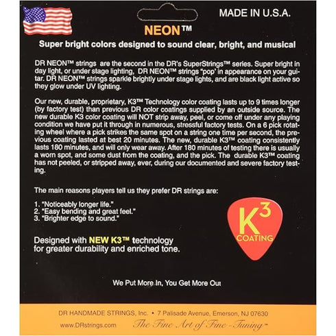 DR Strings Hi-Def Neon Orange K3 Coated Electric Bass Strings NOB-45 Lite 45-105